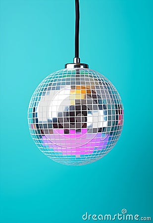 Retro Disco Revival: Minimalist Pop Art Disco Ball Stock Photo