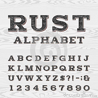 Retro distressed alphabet vector font. Vector Illustration