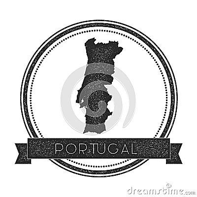 Retro distressed Portugal badge with map. Vector Illustration