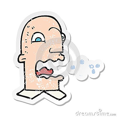 retro distressed sticker of a cartoon burping man Vector Illustration