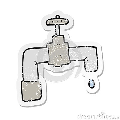 retro distressed sticker of a cartoon dripping faucet Vector Illustration