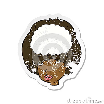 retro distressed sticker of a cartoon empty headed woman Vector Illustration