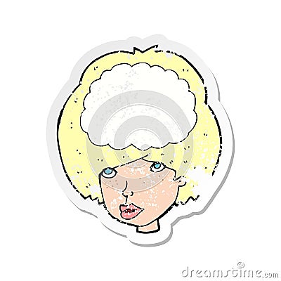 retro distressed sticker of a cartoon empty headed woman Vector Illustration