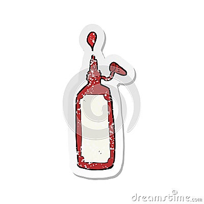 retro distressed sticker of a cartoon ketchup bottle Vector Illustration