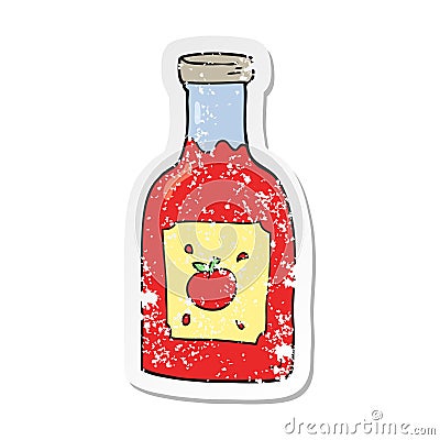 retro distressed sticker of a cartoon ketchup Vector Illustration