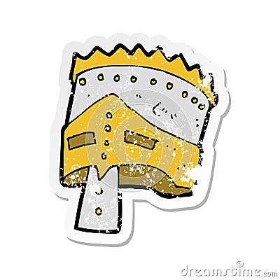 retro distressed sticker of a cartoon kings armor Vector Illustration