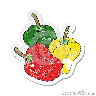 retro distressed sticker of a cartoon peppers Vector Illustration