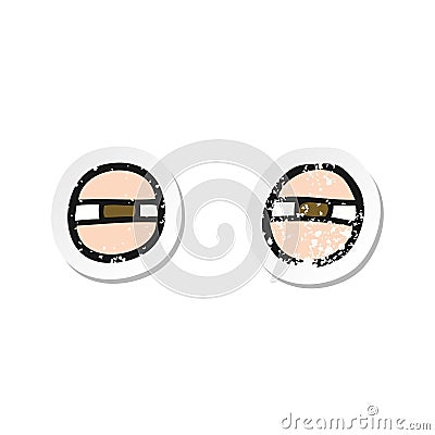 retro distressed sticker of a cartoon suspicious eyes Vector Illustration