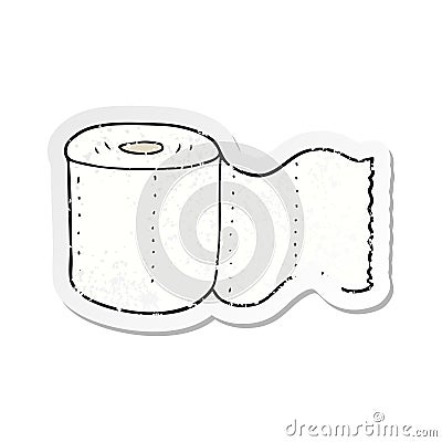 retro distressed sticker of a cartoon toilet paper Vector Illustration