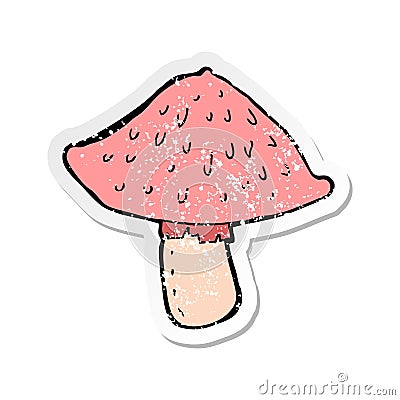 retro distressed sticker of a cartoon wild mushroom Vector Illustration