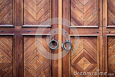 Retro door with beautiful wooden texture. Stock Photo