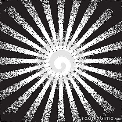 Retro dotwork sunburst or explosion with rays Vector Illustration