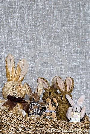 Retro Easter Bunnies Plush Animal Stock Photo