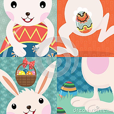 Retro Easter Day Bunny Vector Illustration