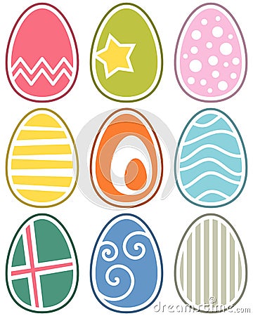 Retro Easter Eggs Set Vector Illustration