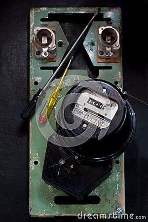 Retro electric meter Stock Photo
