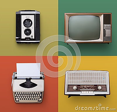 Retro electronics set Stock Photo