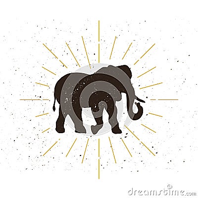 Retro elephant silhouette logo Stock Photo