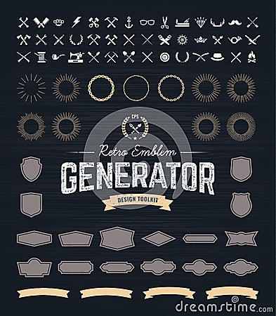 Retro Emblem Generator Vector Illustration