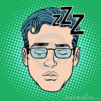 Retro Emoji sleeping male face Vector Illustration