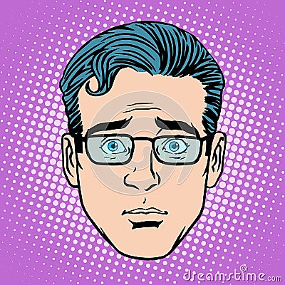 Retro Emoji surprise male face Vector Illustration