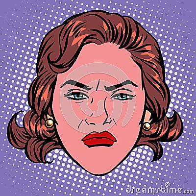 Retro Emoji wicked contempt woman face Vector Illustration