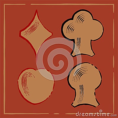 Retro Etcher_Diamond Club Heart Spade_Poker Card_Icon Logo Avatar Vector Illustration