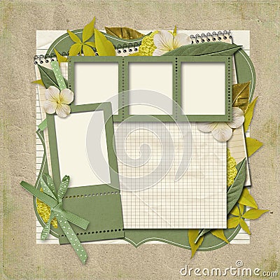 Retro family album.365 Project. scrapbooking templates. Stock Photo