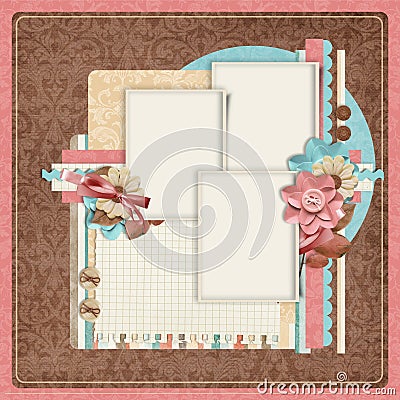 Retro family album.365 Project. Scrapbooking templates. Stock Photo