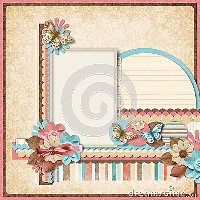 Retro family album.365 Project. Scrapbooking templates. Stock Photo