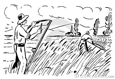 Retro farmers 01 Vector Illustration