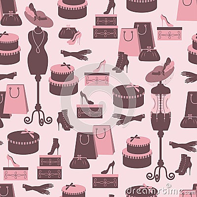 Retro fashion seamless pattern with women access Vector Illustration
