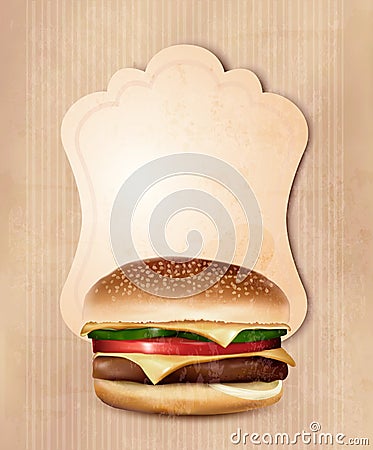 Retro fast food menu for burger. Vector Illustration