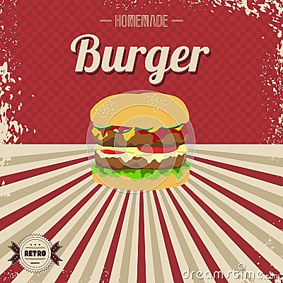 Retro fast food page template Vector Illustration