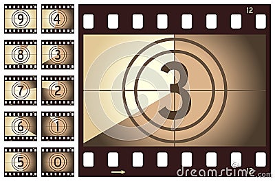 Retro Film Strip Countdown Vector Illustration