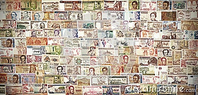 Retro filtered banknotes from all over the world Stock Photo