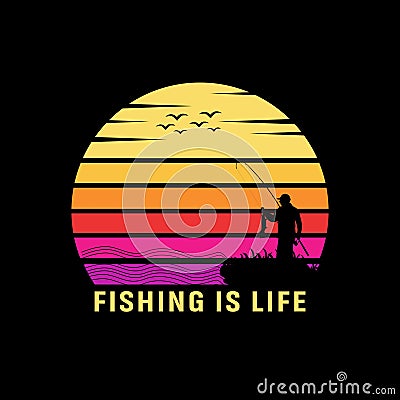 Retro fishing t-shirt design Vector Illustration