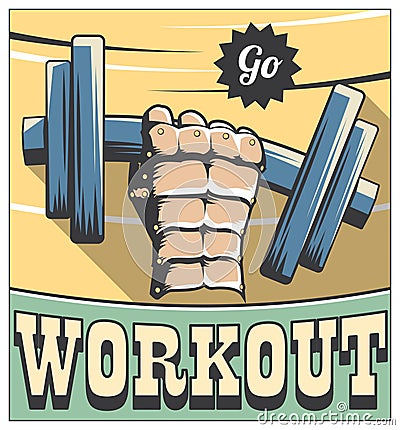 Retro fitness motivation poster Vector Illustration