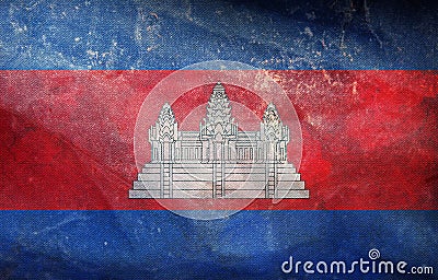 retro flag of Austroasiatic peoples Cambodians Khmer people with grunge texture. flag representing ethnic group or culture, Stock Photo