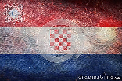 retro flag of Croatia 1941 1945, Europe with grunge texture. flag representing extinct country, ethnic group or culture, regional Stock Photo