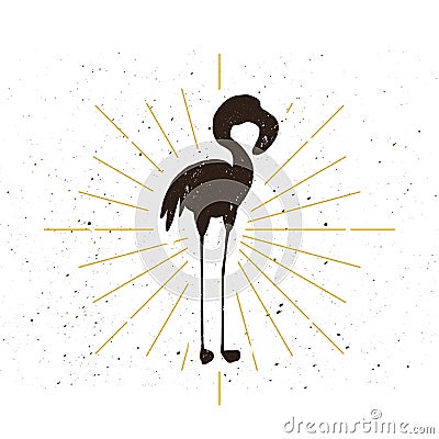 Retro flamingo silhouette Stock Photo