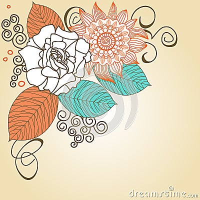 Retro floral corner Vector Illustration