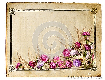 Retro floral frame Stock Photo