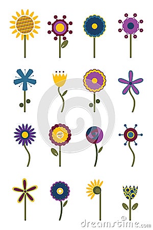 Retro Flowers Vector Illustration