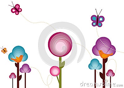 Retro Flowers Vector Illustration