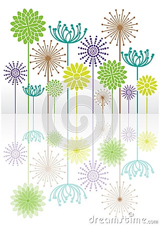 Retro flowers background Cartoon Illustration