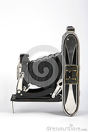 Retro folding camera Stock Photo