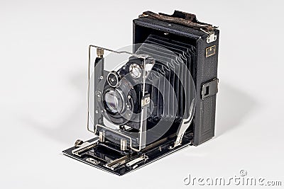 Retro Folding camera Stock Photo