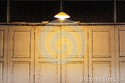 retro folding door with light Stock Photo