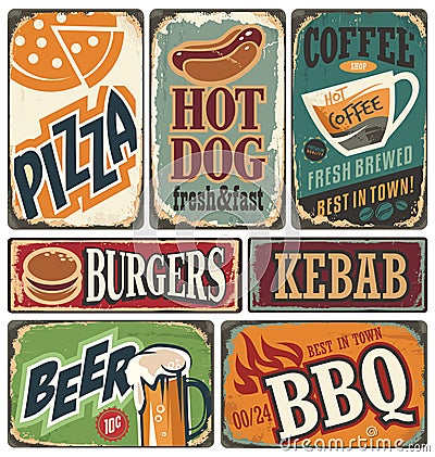 Retro food posters and design elements Vector Illustration